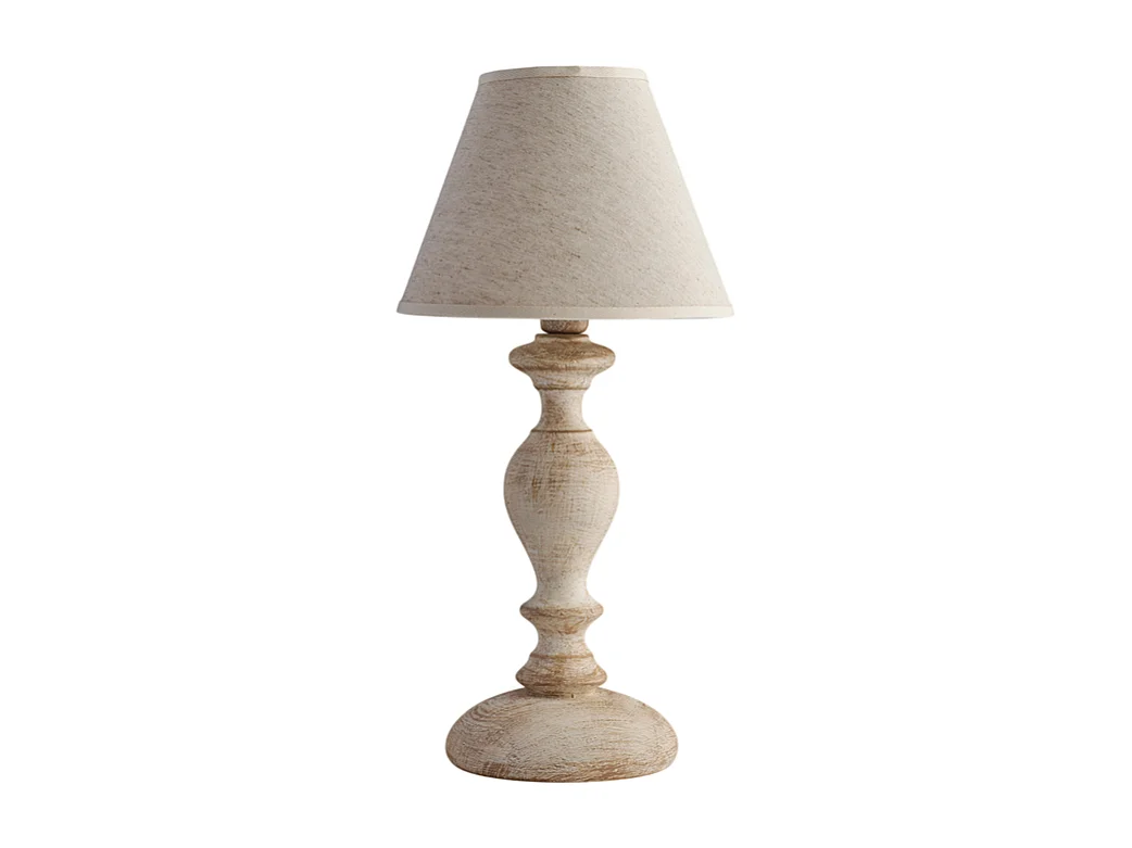 Cascina Lampe de table en bois blanc et gris tourterelle 1 abat-jour dm.20 H.39 d.20 BL265-LT-BT