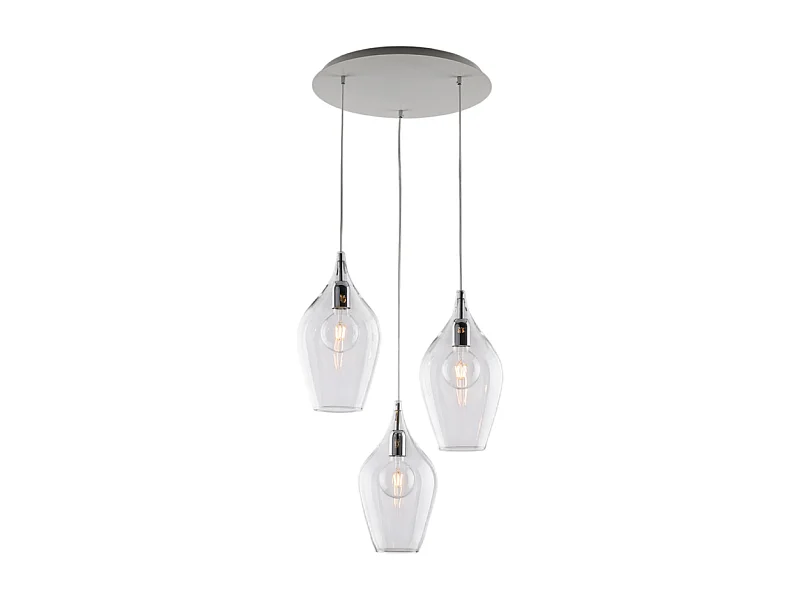 Ares Suspension en fer et verre pyrex transparent 3 lumières 141 d.50 BL273-S3-TR