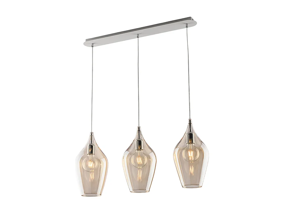 Ares Rail en fer avec verre pyrex ambré 3 lumières L.75 X 10 BL273-BIN3-AM
