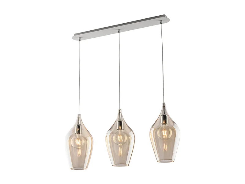 Ares Rail en fer avec verre pyrex ambré 3 lumières L.75 X 10 BL273-BIN3-AM