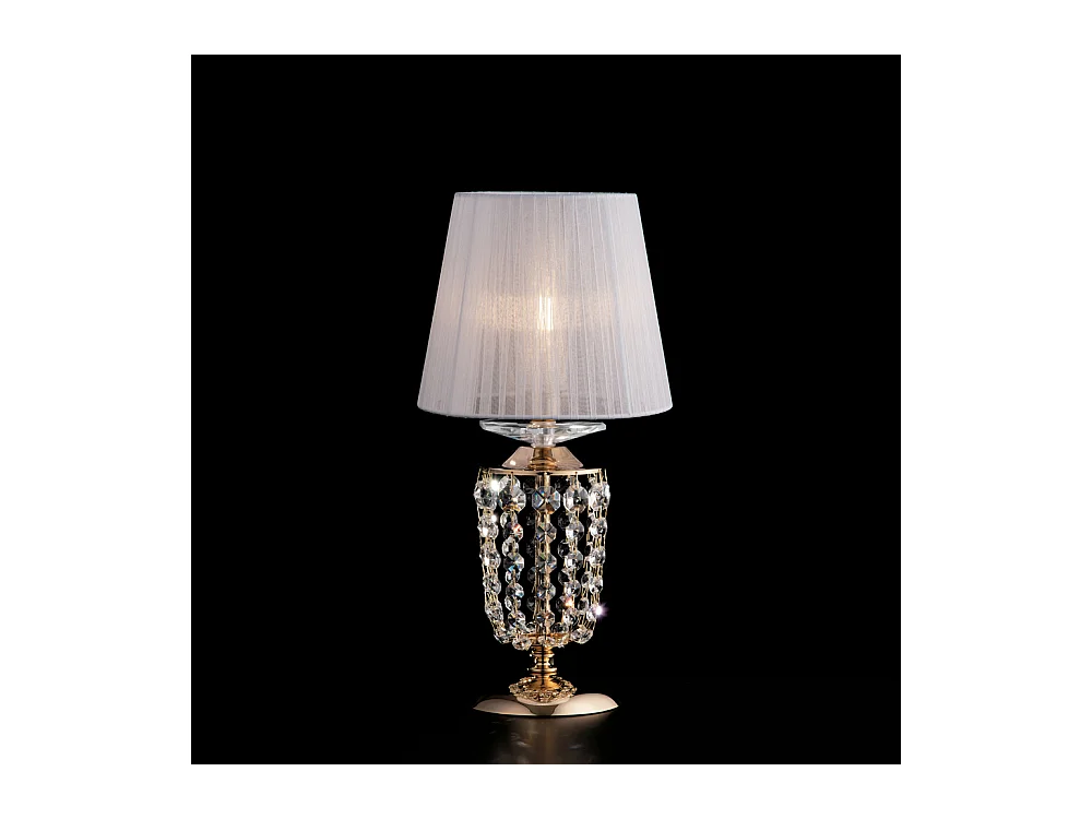 Bonetti Illumina -  Mozart - Tischlampe aus Eisen und goldenem Messing mit 1 Lampenschirm H.40 - Ø20 - BL189-LT-OR