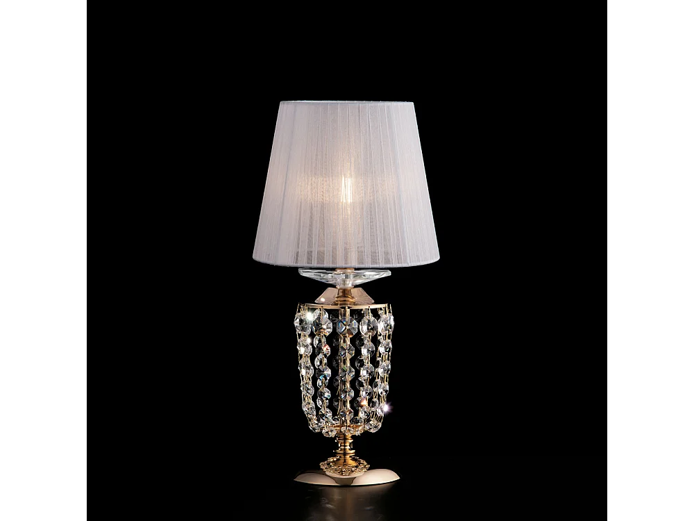 Lampa stołowa Mozart z żelaza i złoconego mosiądzu z kloszem 1-punktowym H.40 Ø20 BL189-LT-OR