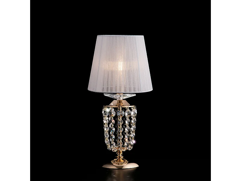 Bonetti Illumina -  Mozart - Tischlampe aus Eisen und goldenem Messing mit 1 Lampenschirm H.40 - Ø20 - BL189-LT-OR