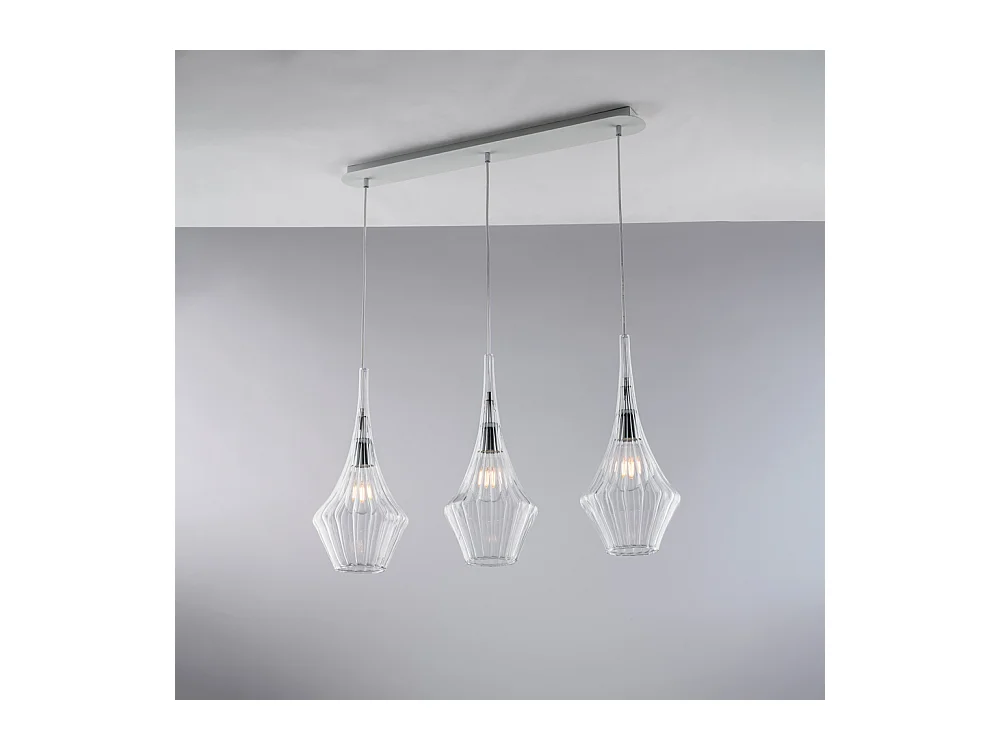 Bonetti Illumina -  Zeus - Eisenschiene mit transparentem Pyrexglas 3 Lichter L.75 X 10 - BL270-BIN3-TR