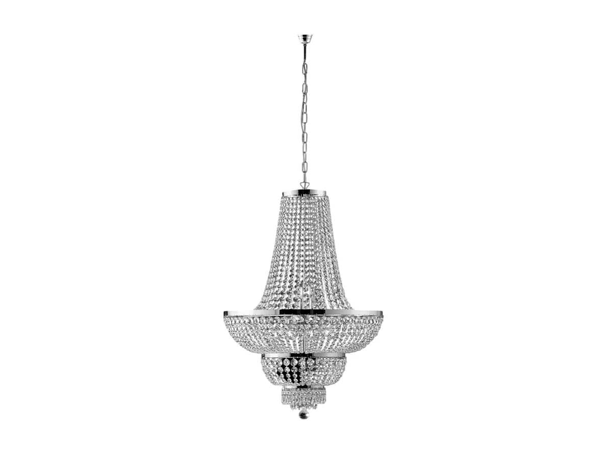 Mozart Lustre en fer et laiton chromé avec strass 10 lumières 155 d.65 BL189-10-CR