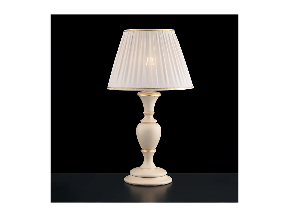 Fiorenza Lampe en bois ivoire et doré 1 lumière avec abat-jour dm.35 H.62 d.35 BL172-LM-AV