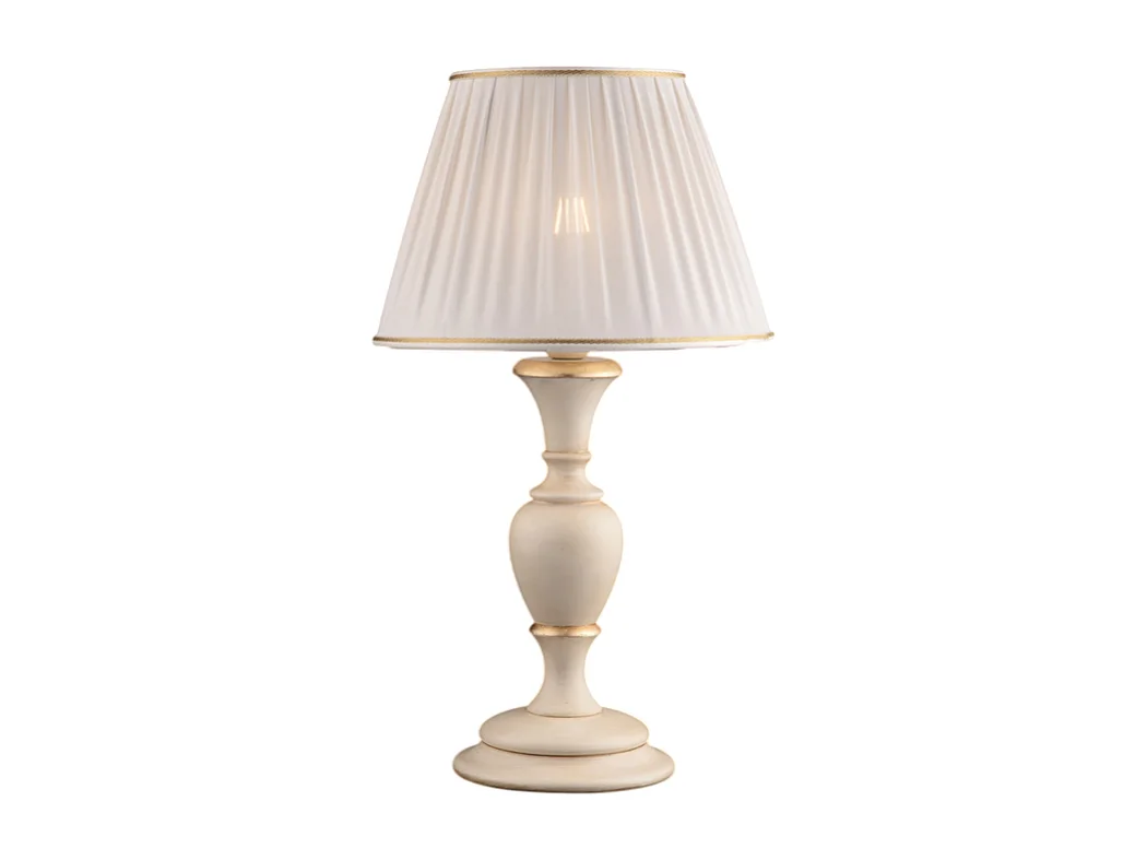 Fiorenza Ivory and gold lampa drewniana 1 światło z abażurem dm.35 H.62 Ø35 BL172-LM-AV