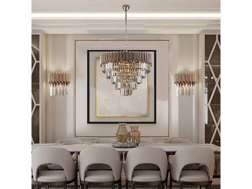 Ravel Lustre en fer doré et strass 9 lumières 107 d.62 BL268-9-OR