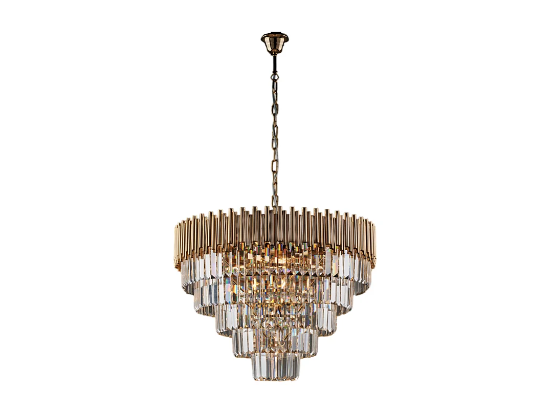 Ravel - Gouden ijzeren kroonluchter met strass 9 lichts 107 - Ø62 - BL268-9-OR