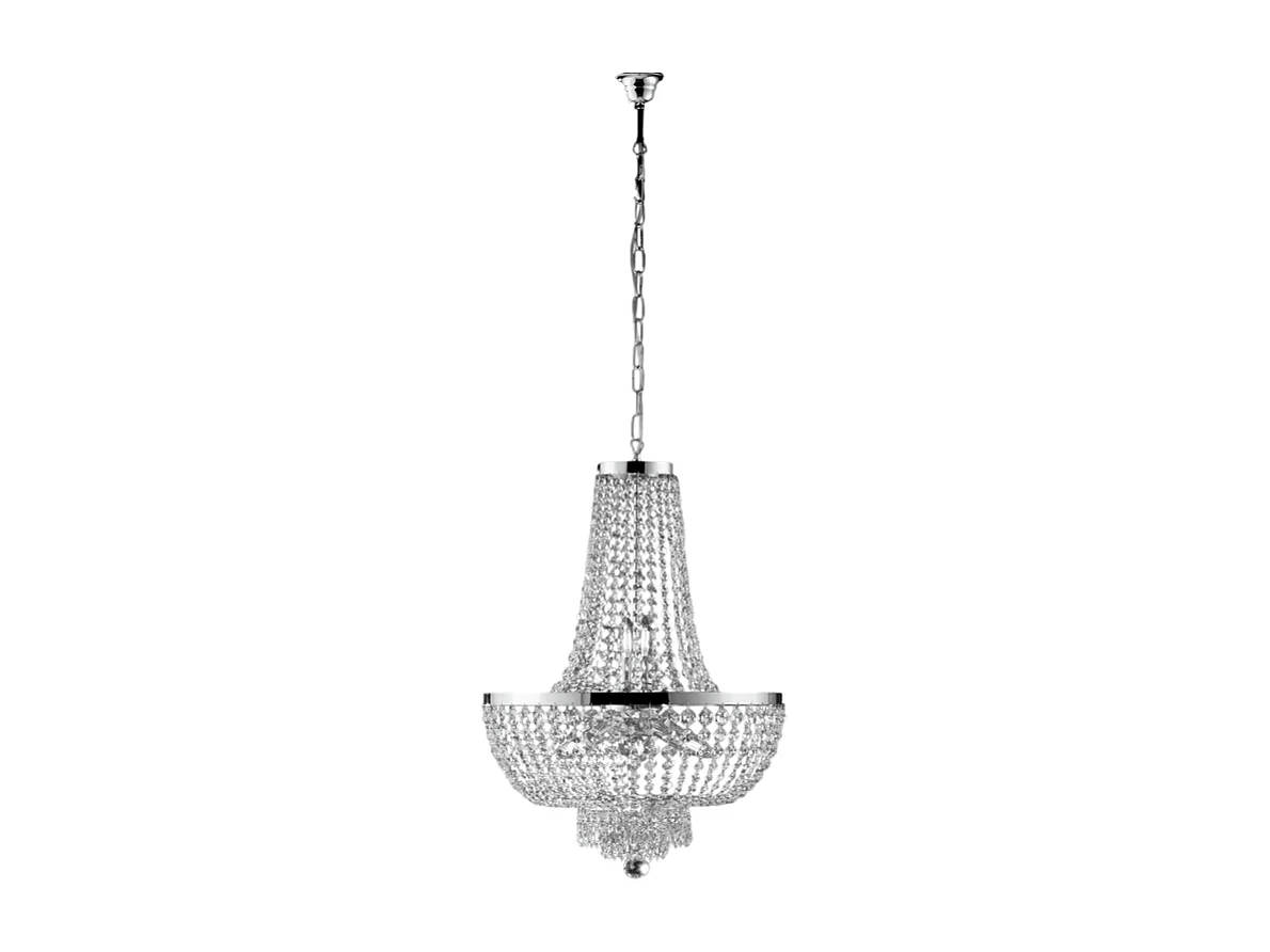 Mozart Lustre en fer et laiton chromé avec strass 8 lumières 134 d.50 BL189-8-CR