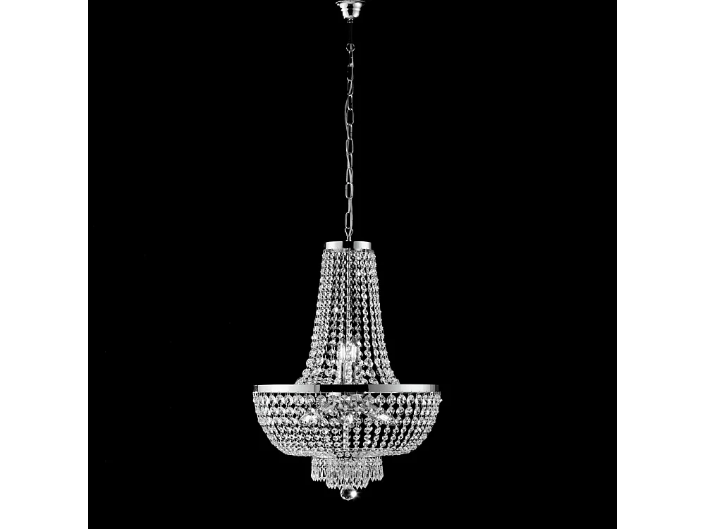 Lampadario Classico Mozart Metallo E Cristallo Cromo 8 Luci E14