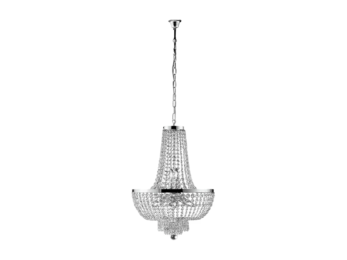 Żyrandol Mozart z żelaza i chromowanego mosiądzu z kryształkami 8 świateł 134 Ø50 BL189-8-CR