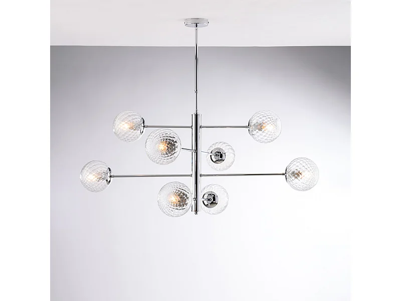 Demetra Suspension en fer chromé poli 8 lumières 108 d.103 BL279-8-CR