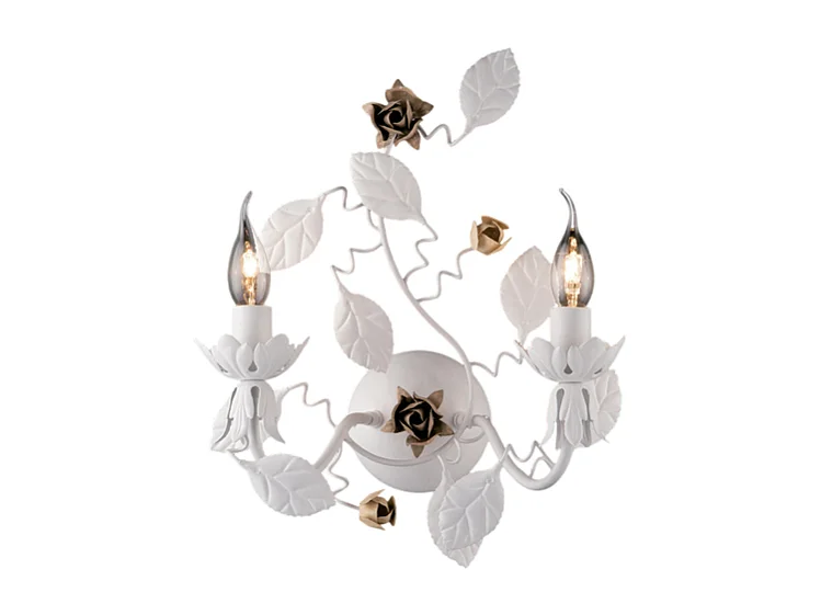 Bella - Shabby wit gelakte ijzeren wandlamp 2 lichts .37 - P.21 - BL196-AP2-BCO