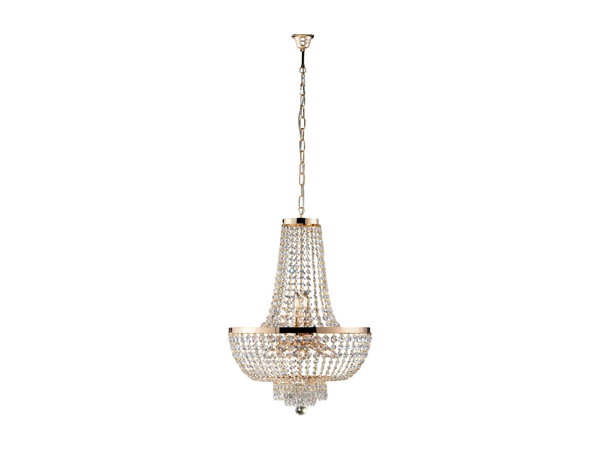 Mozart Lustre en fer et laiton doré avec strass 8 lumières 134 d.50 BL189-8-OR