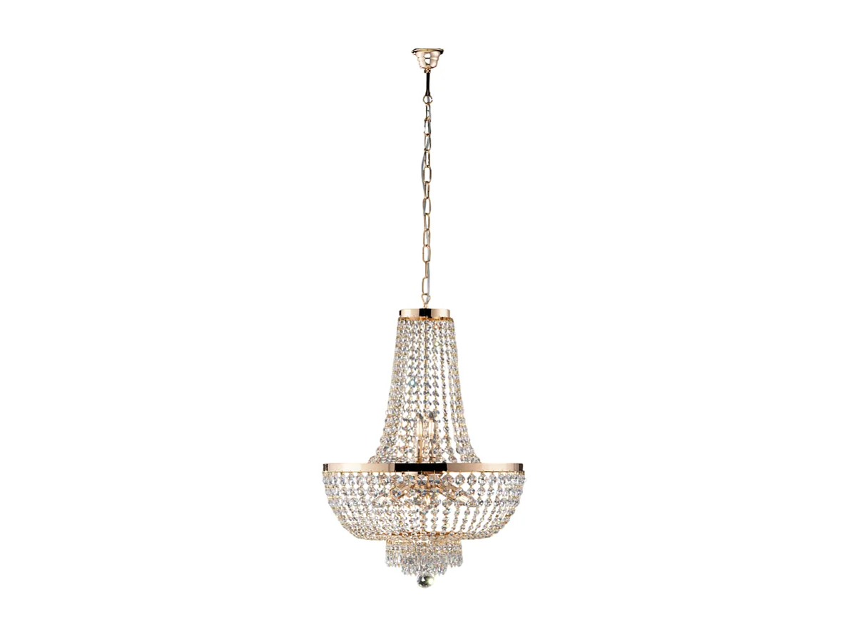 Mozart - Kroonluchter in ijzer en goudmessing met strass-steentjes 8 lichts 134 - Ø50 - BL189-8-OR