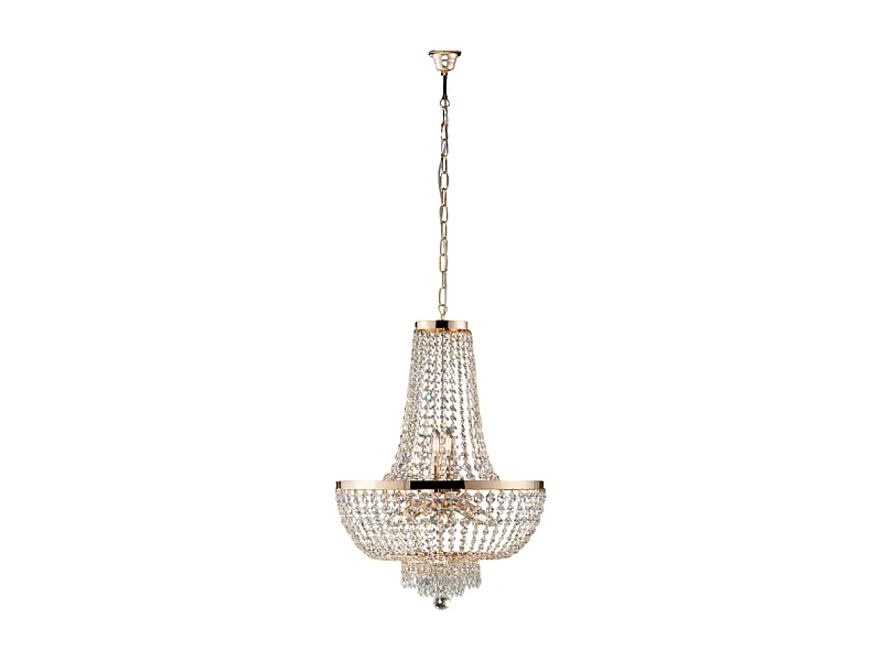 Mozart Lustre en fer et laiton doré avec strass 8 lumières 134 d.50 BL189-8-OR