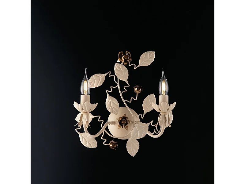 Bella - Wandleuchte aus elfenbeinfarbenem Decape-lackiertem Eisen, 2 Lichter, .37 - P.21 - BL196-AP2-AV