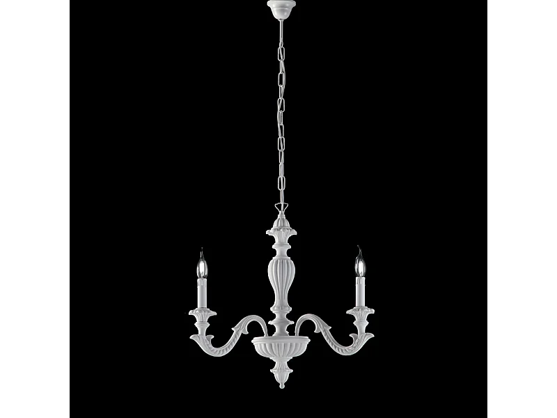 Leonardo - Schäbiger weißer Holzkronleuchter 3 Lichter 117 - Ø43 - BL180-3-BCO