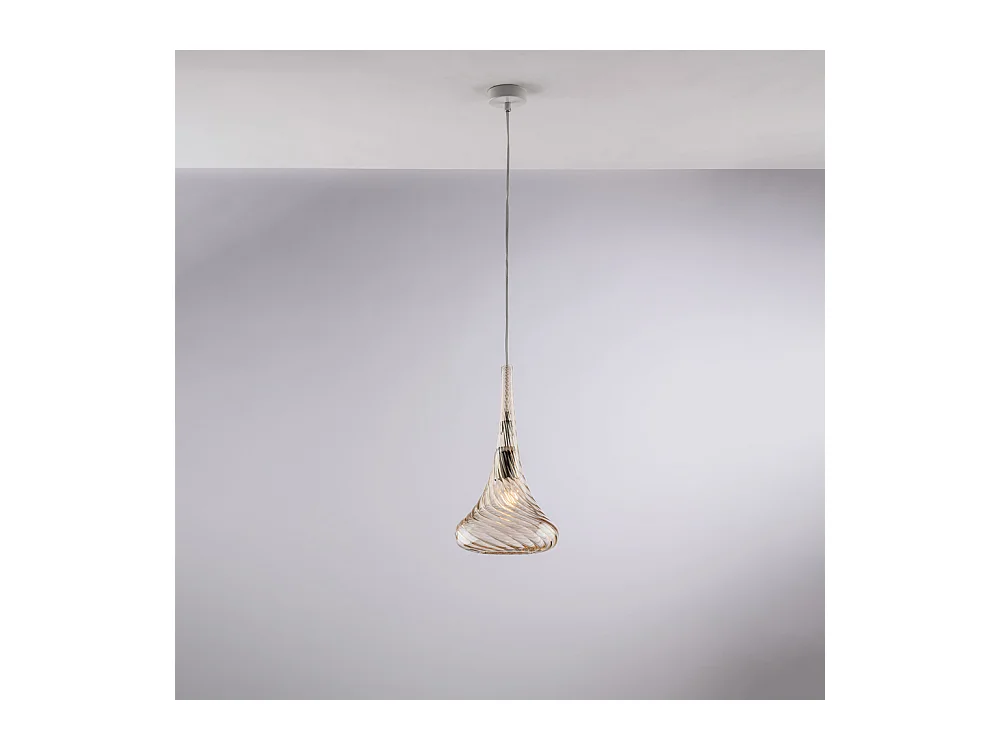 Nemesi Sospensione in ferro con vetro ambra pyrex 1 luce 142 Ø20 BL280-S1-AM