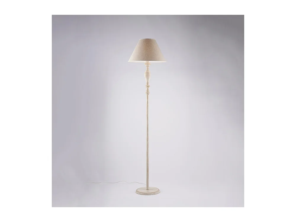 Bonetti Illumina -  Cascina – Stehleuchte aus Holz und Eisen in Weiß und Taubengrau, 1 Licht .183 – Ø45 – BL265-PH-BT