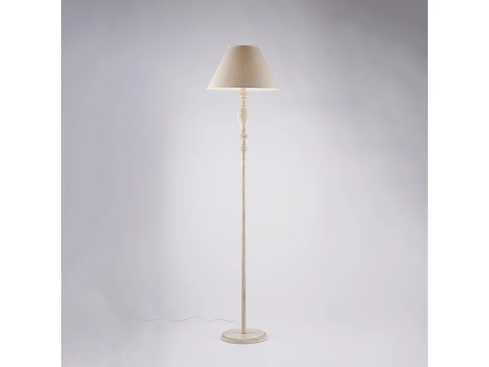 Cascina Lampadaire en bois et fer blanc et gris tourterelle 1 lumière .183 d.45 BL265-PH-BT