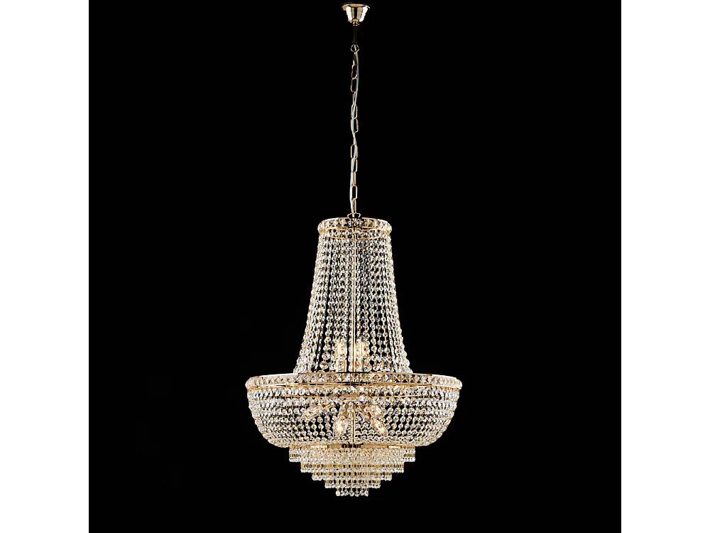 Wagner - Kronleuchter aus Eisen und goldenem Messing mit Strasssteinen 11 Lichter 142 - Ø62 - BL266-11-OR