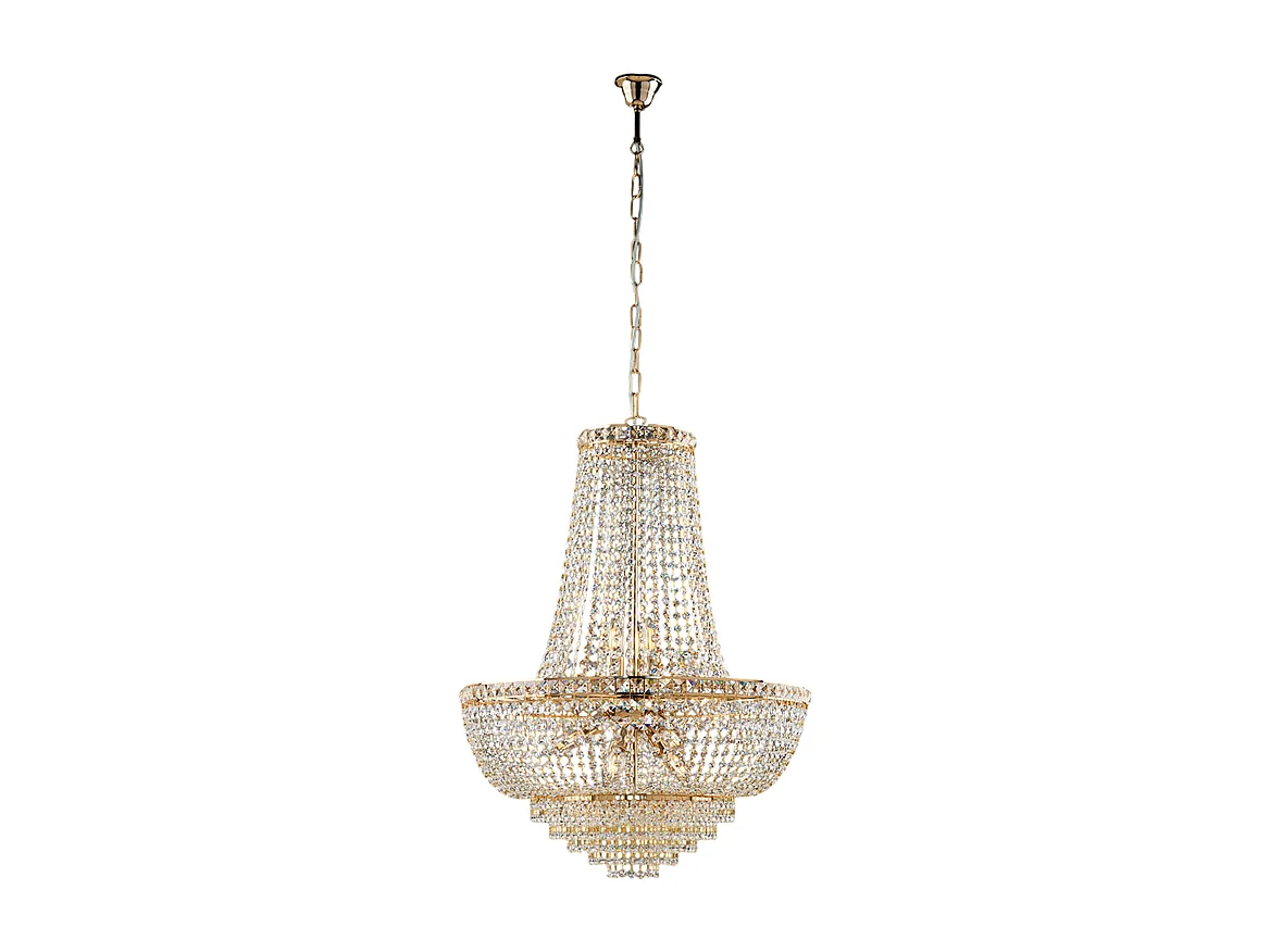 Wagner - Kroonluchter in ijzer en goudmessing met strass steentjes 11 lichts 142 - Ø62 - BL266-11-OR