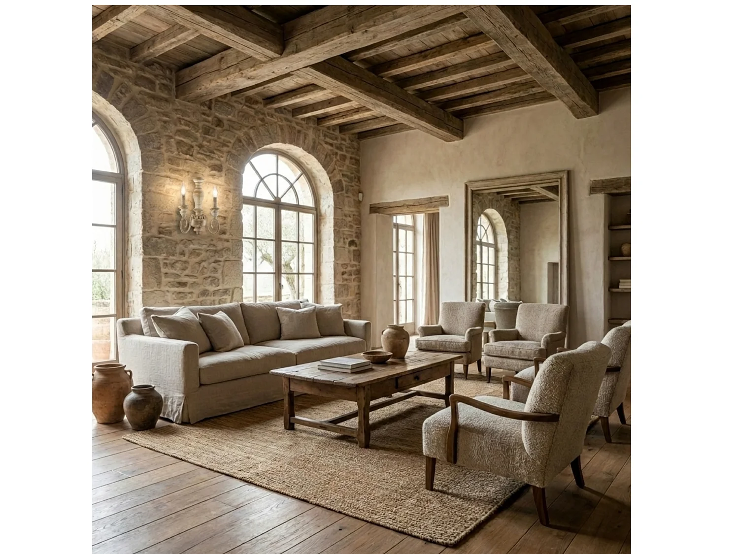 Cascina Applique en bois et fer blanc et tourterelle 2 lumières .25 P.18 BL265-AP2-BT