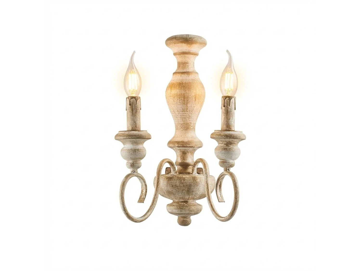 Cascina Applique en bois et fer blanc et tourterelle 2 lumières .25 P.18 BL265-AP2-BT