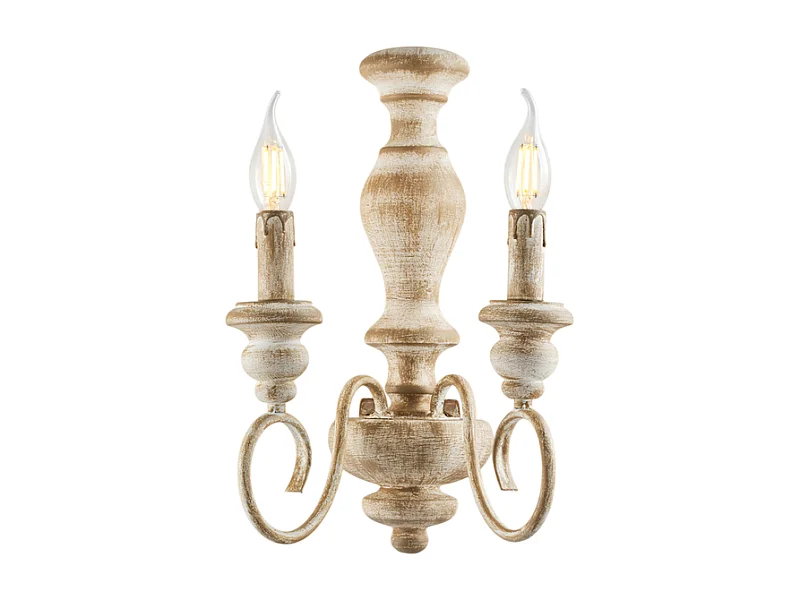 Cascina - Wandleuchte aus weißem und taubengrauem Holz und Eisen, 2 Lichter .25 - P.18 - BL265-AP2-BT