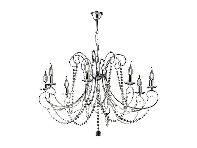 Magda - Lustre de ferro cromado 8 luzes 118 - Ø74 - BL146-8-CR