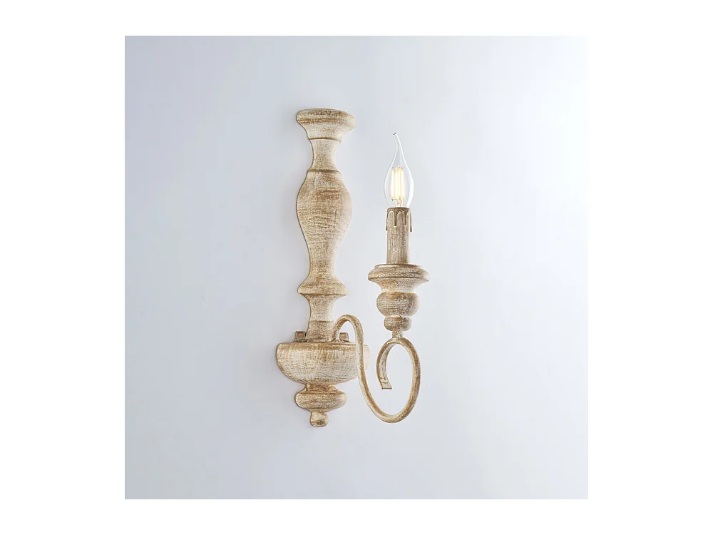 Cascina Applique murale en bois et fer blanc et tourterelle 1 lumière .13 P.21 BL265-AP1-BT