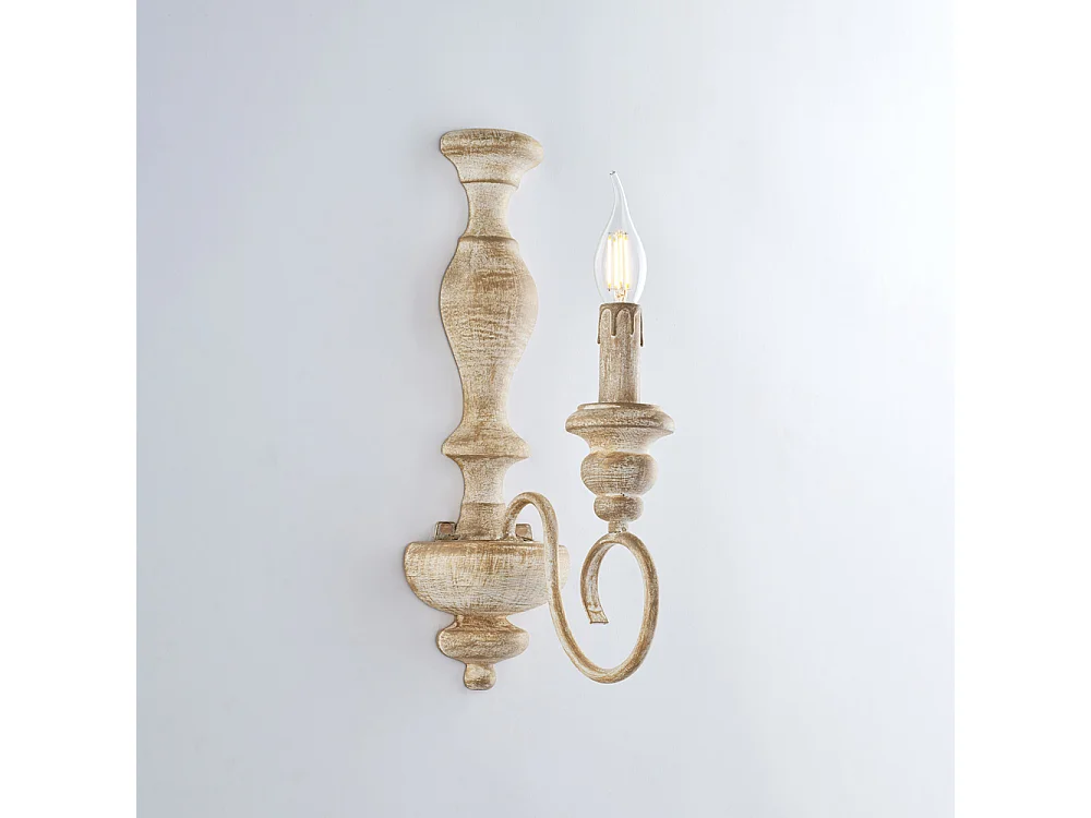 Cascina Applique murale en bois et fer blanc et tourterelle 1 lumière .13 P.21 BL265-AP1-BT