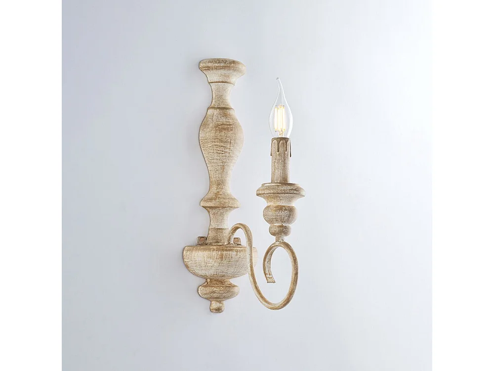 Cascina Applique murale en bois et fer blanc et tourterelle 1 lumière .13 P.21 BL265-AP1-BT