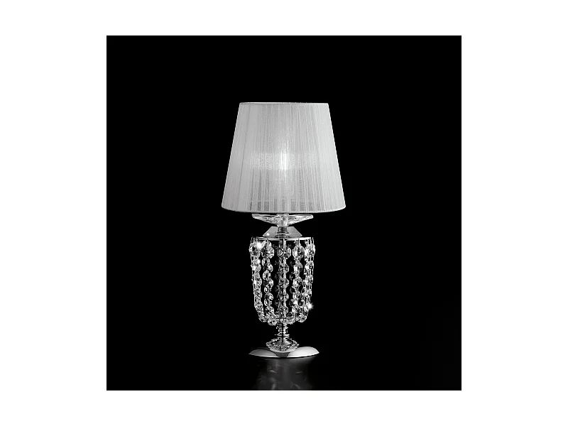 Bonetti Illumina -  Mozart - Tischlampe aus Eisen und verchromtem Messing mit 1 Lampenschirm H.40 - Ø20 - BL189-LT-CR