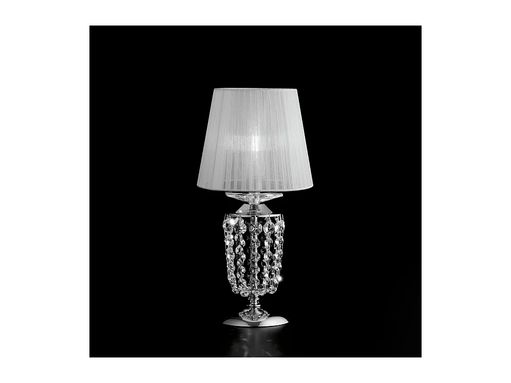 Mozart Lampe de table en fer et laiton chromé avec abat-jour 1 lumière H.40 d.20 BL189-LT-CR