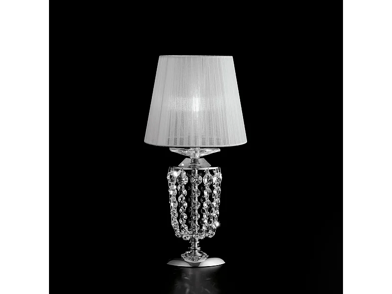 Mozart Lampe de table en fer et laiton chromé avec abat-jour 1 lumière H.40 d.20 BL189-LT-CR