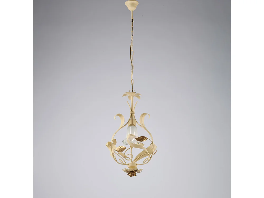 Cesto Lustre en fer laqué décapé ivoire 1 lumière 112 d.33 BL274-1-AV