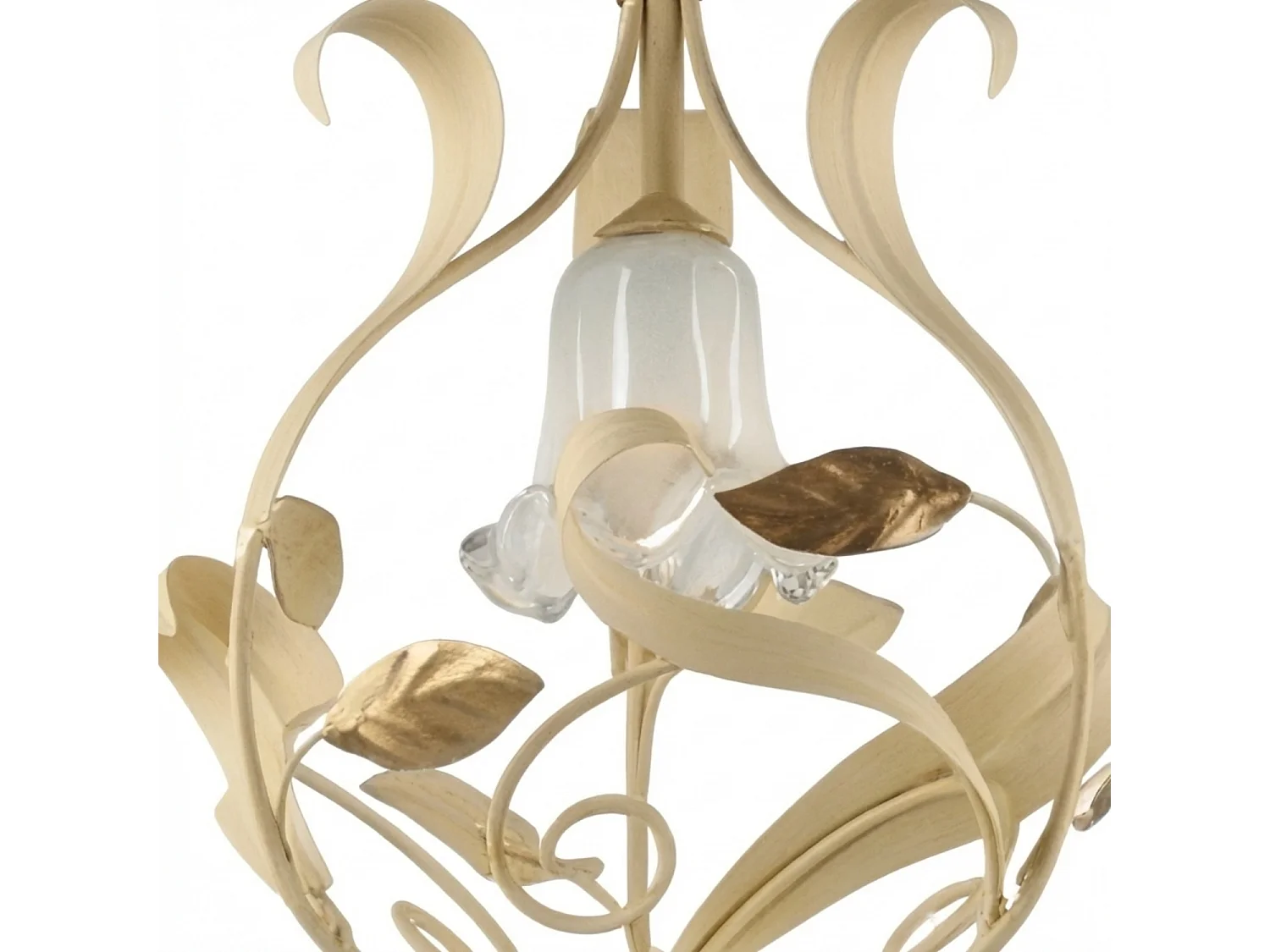 Cesto Lustre en fer laqué décapé ivoire 1 lumière 112 d.33 BL274-1-AV