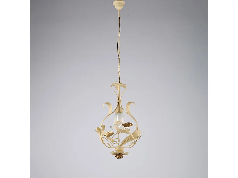 Cesto Lustre en fer laqué décapé ivoire 1 lumière 112 d.33 BL274-1-AV