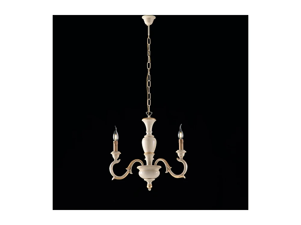 Bonetti Illumina -  Fiorenza - Kronleuchter aus Elfenbeinholz und Blattgold 3 Lichter 110 - Ø43 - BL172-3-AV