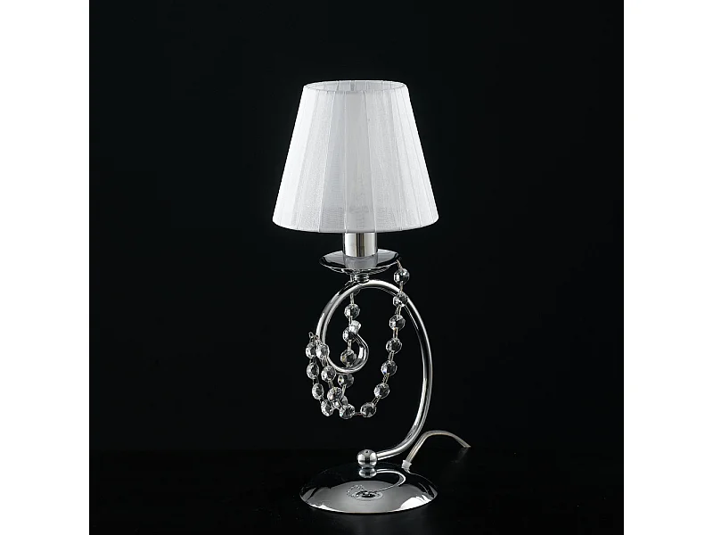 Bonetti Illumina -  Magda – 1-flammige Tischlampe aus verchromtem Eisen mit H.27-Lampenschirm – Ø13 – BL146-LT-CR-PAR