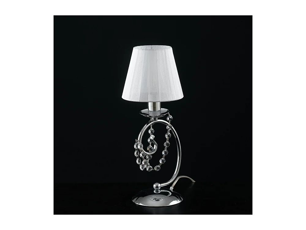 Magda Lampe de table 1 lumière en fer chromé avec abat-jour H.27 d.13 BL146-LT-CR-PAR