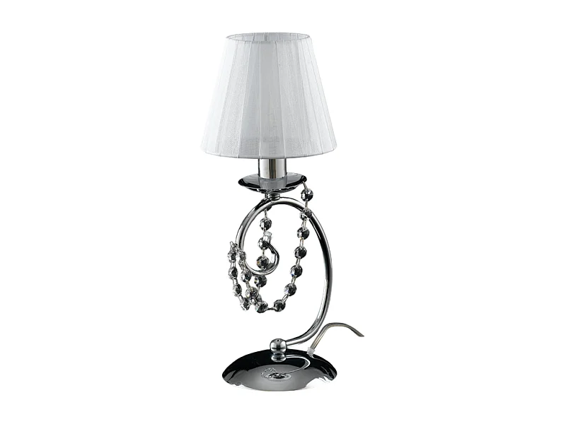 Magda Lampe de table 1 lumière en fer chromé avec abat-jour H.27 d.13 BL146-LT-CR-PAR