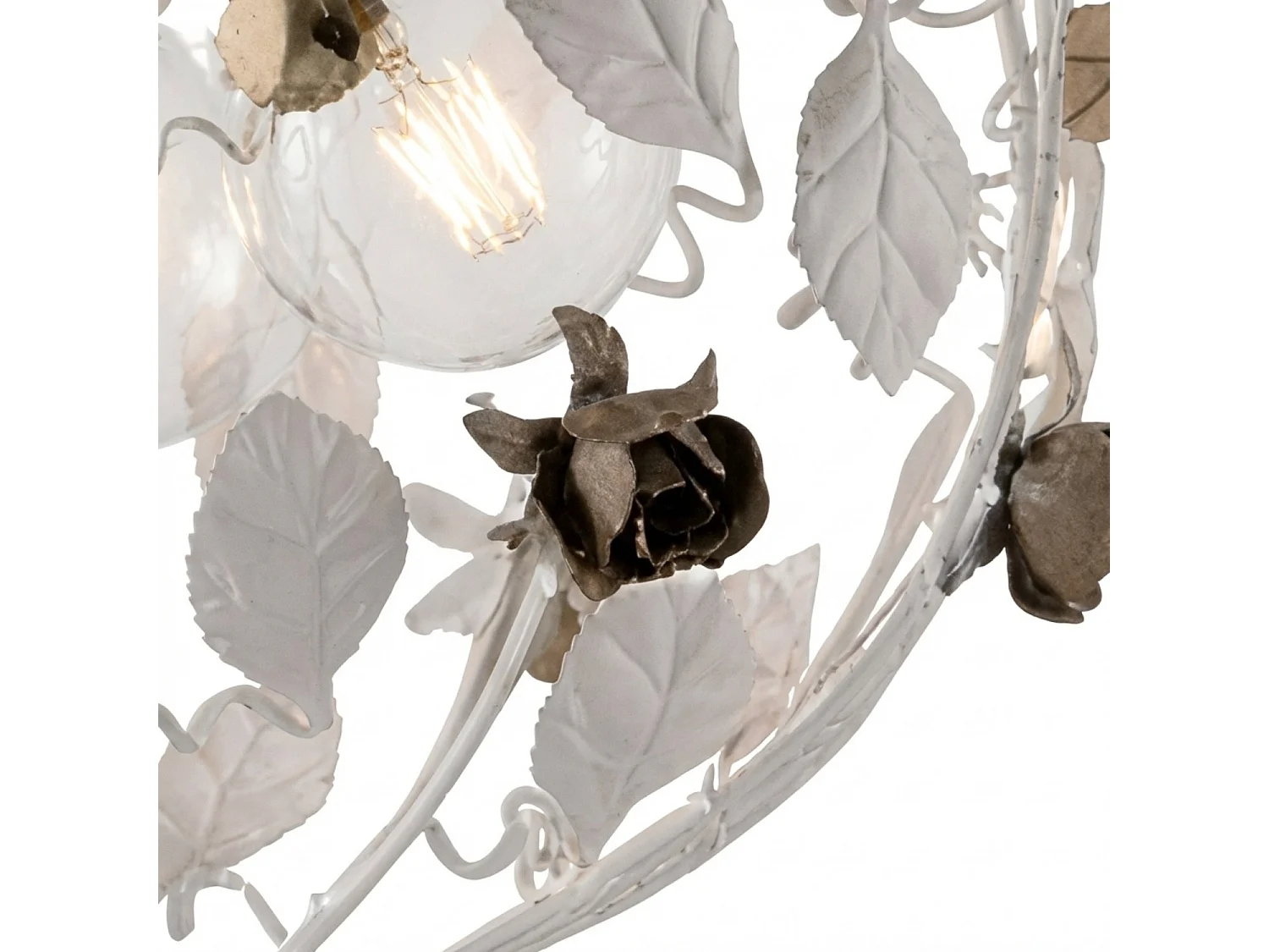 Beautiful shabby chic white lacquered iron chandelier 3 lights 113 Ø49 BL196-3-BCO