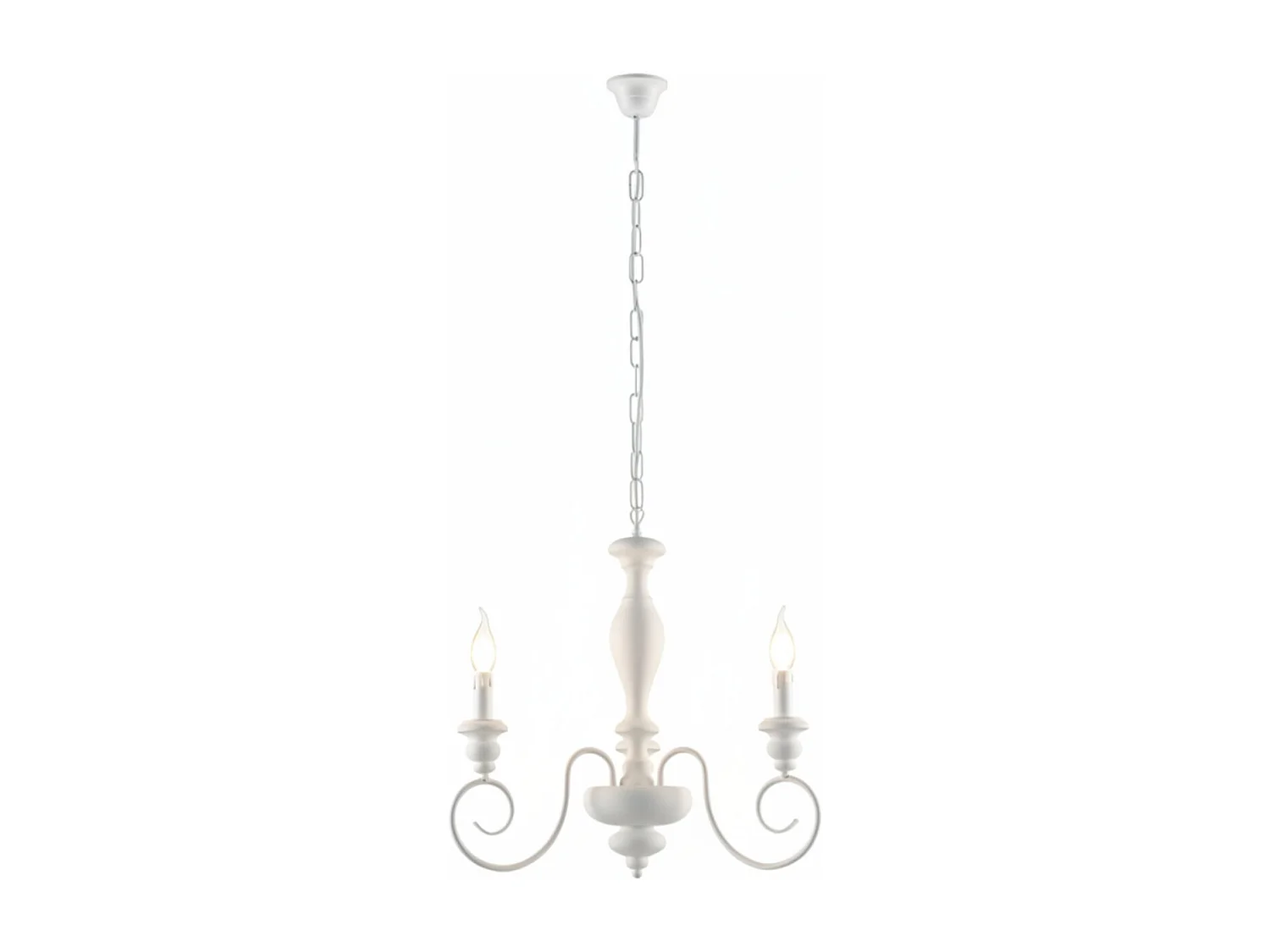 Cascina - Shabby-Kronleuchter aus weiß lackiertem Holz und Eisen, 3 Lichter, 113 - Ø44 - BL265-3-BCO