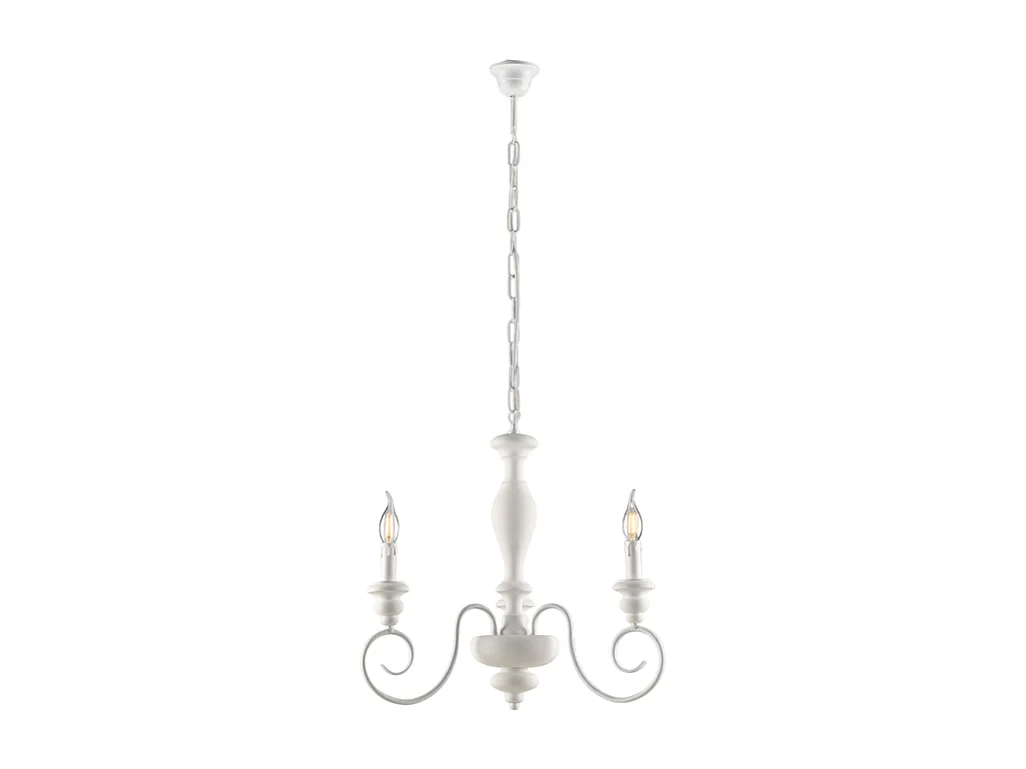 Cascina - Lustre gasto de madeira lacada branca e ferro 3 luzes 113 - Ø44 - BL265-3-BCO