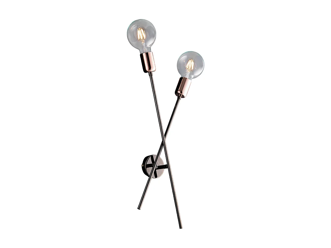 Bloom - IJzerchroom, zwart en koperen wandlamp 2 lichts L.20 - P.9 - BL200-AP2-NR