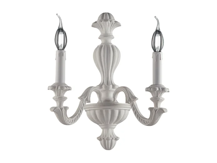 Leonardo Applique in legno bianco shabby 2 luci .29 P.19 BL180-AP2-BCO